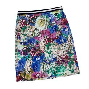 90S Vintage Tommy Hilfiger Vibrant Floral Butterfly Colorful Pencil Skirt Size 6